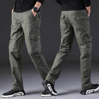 Overalls Men's Outdoor Casual Trousers Pure Cotton Straight Loose Multi-pocket Cargo Pant - www.Shopthatapp.com