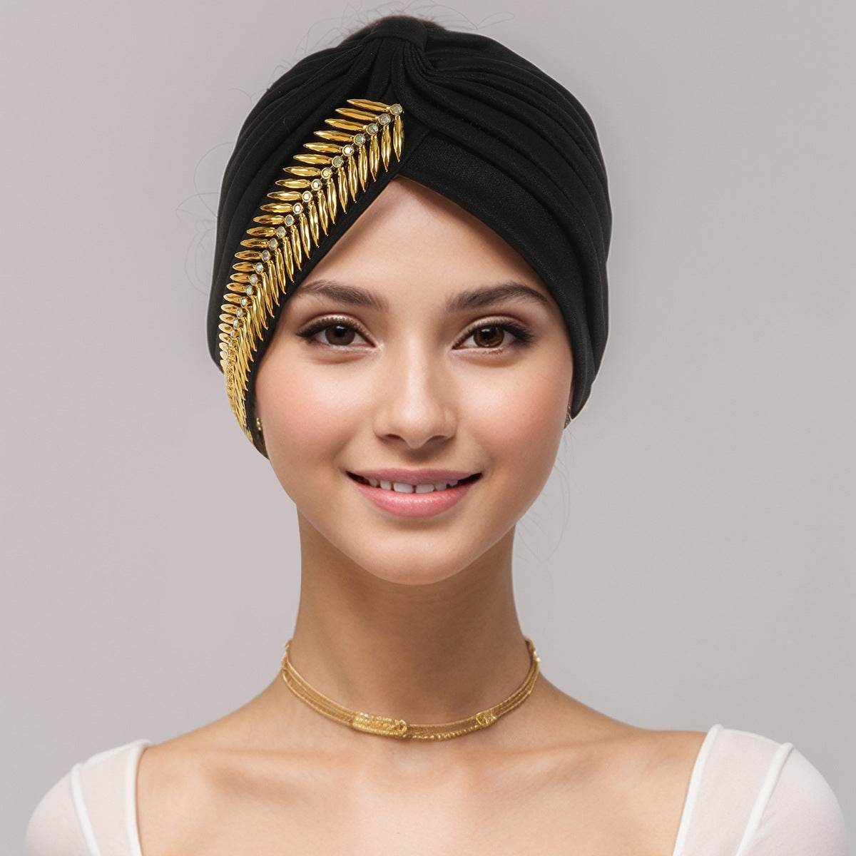 New Rhinestone Turban Cap For Women Pleated Elastic Head Wrap Stylish Ramadan Head Scarf Bonnet Chemo Cap Wedding African Hat - www.Shopthatapp.com