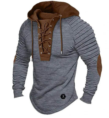 Spring And fall Pure Color Tied Hoodie Street fashion Bronzing Lacing Sweatshirt - www.Shopthatapp.com