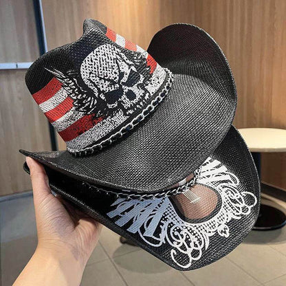 Summer Outdoor Ethnic Style Felt and Straw Cowboy Hat - www.Shopthatapp.com