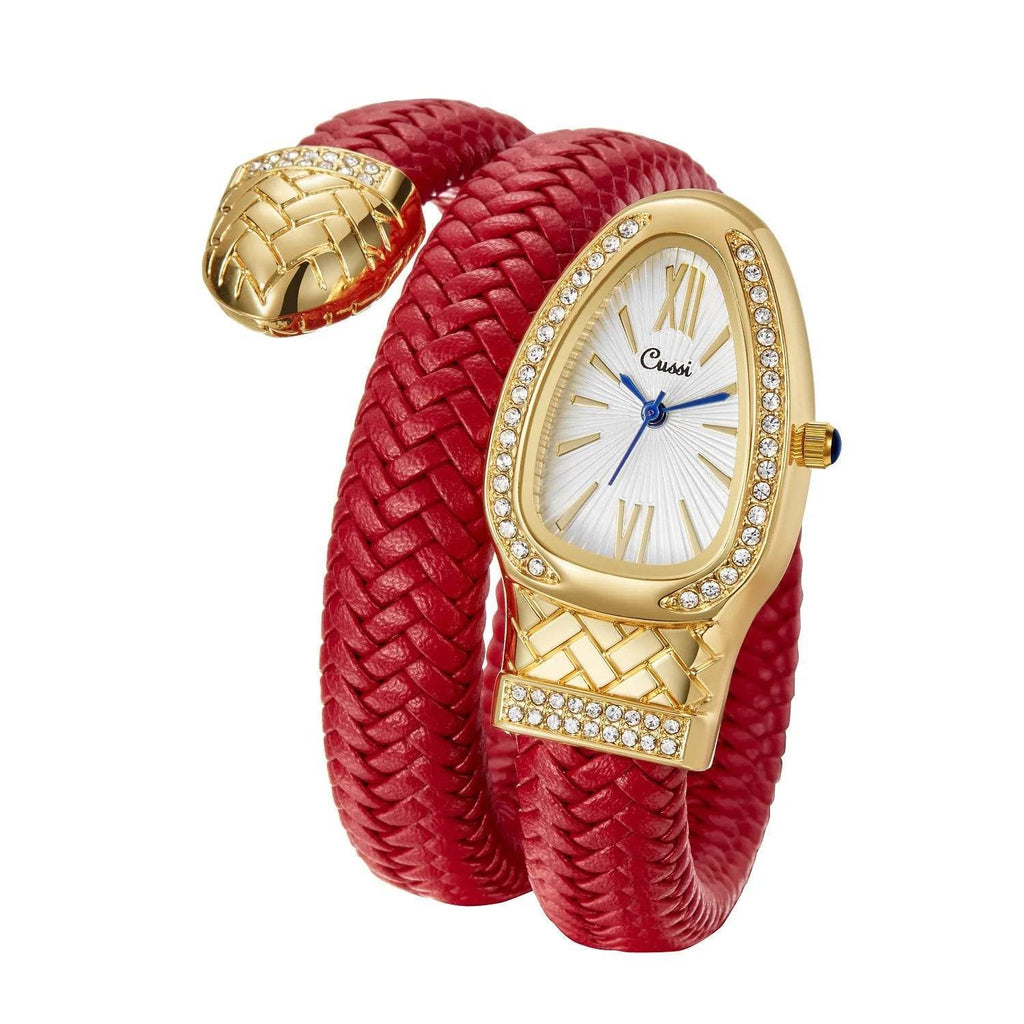 Snake Watch Fashion,  Quartz Watch With Diamond Leather Strap - www.Shopthatapp.com