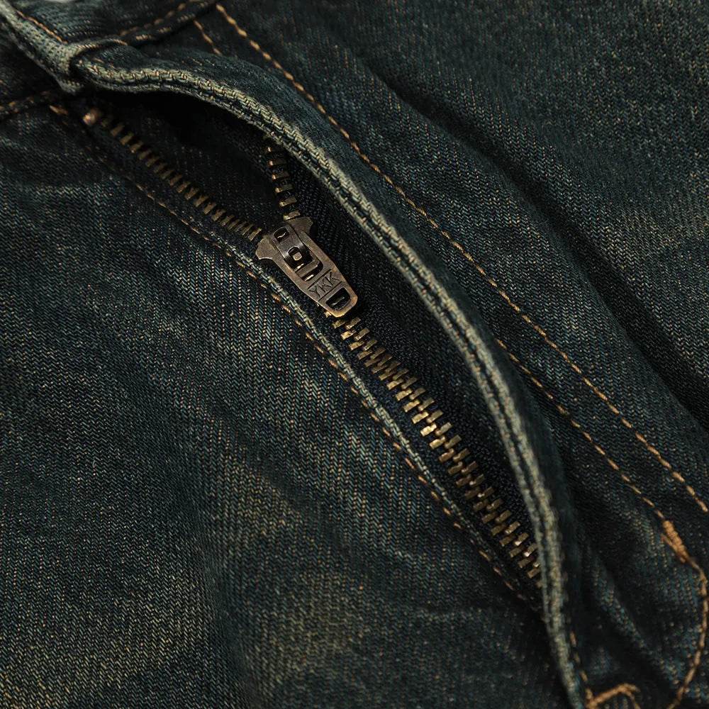 Washed Yellow Denim Bootcut Jeans Pants Men - www.Shopthatapp.com