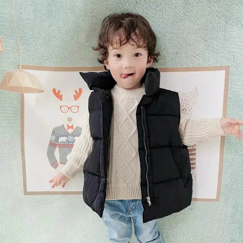 Down Cotton Vest Autumn And Winter Waistcoat Winter Clothing Children Sleeveless Puffer jacket - www.Shopthatapp.com