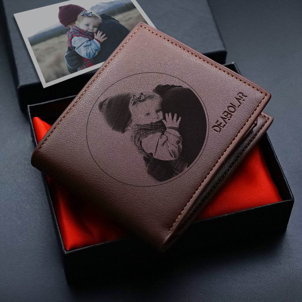 Custom Men's leather Wallet Zipper Valentine's Day gift  Personalized Men's Wallet - www.Shopthatapp.com