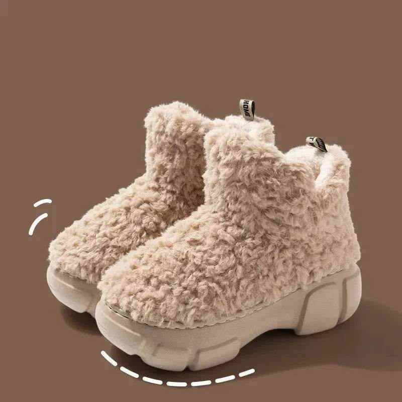 Winter Cashmere Snown Boots With 6cm Platform Warm Plus Velvet High-top Fleece Cotton Shoes Women Outdoor Indoor House Plush Shoes - www.Shopthatapp.com