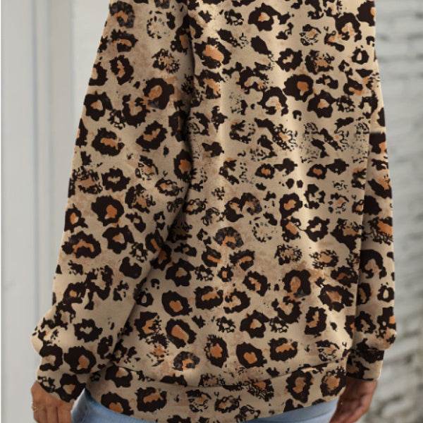 Brown Bleached Halloween Pumpkin Leopard Print Sweatshirt - www.Shopthatapp.com