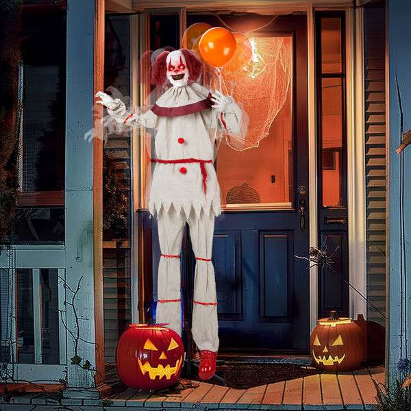 5.7ft Eye Red Light Vibration Clown Sound Voice Control, Standing Balloon Clown, Battery Model - Battery Not Included, Halloween Standing Decoration - www.Shopthatapp.com