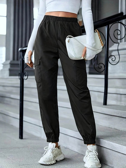 New Cargo Pants Fashion Casual Multi-pocket Elastic Waist Pencil Pants For Women - www.Shopthatapp.com