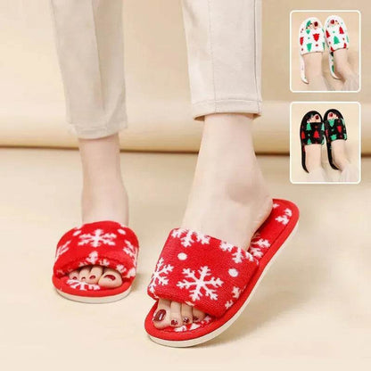 Christmas Tree Home Slippers Fashion Floor Bedroom Open-toe Plush Slippers For Women Fuzzy House Shoes - www.Shopthatapp.com