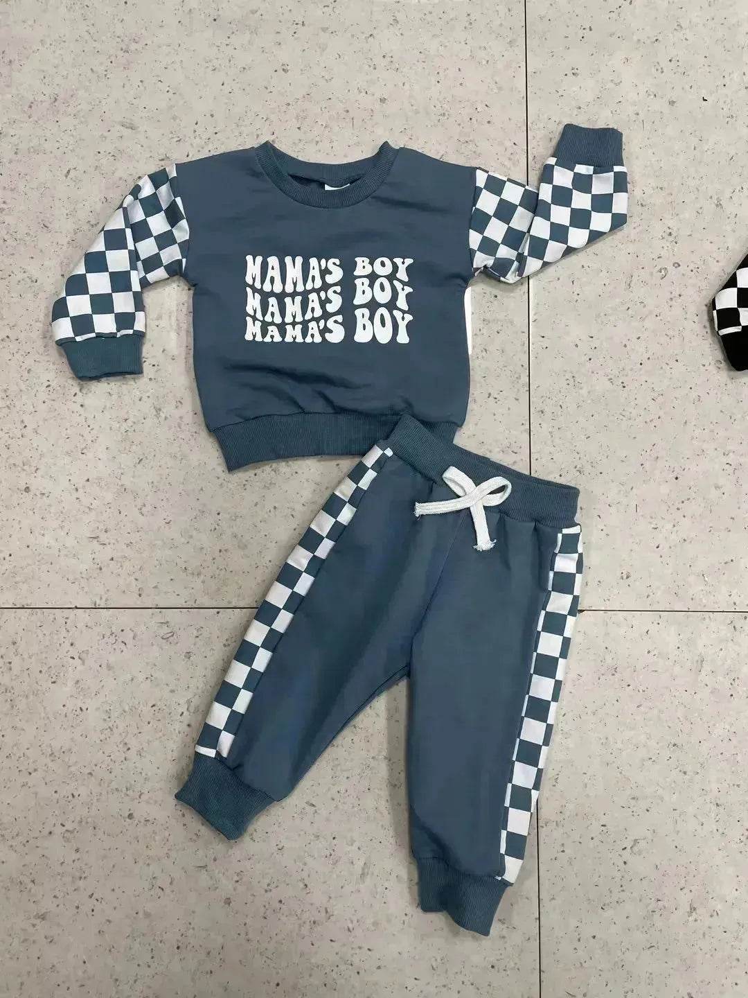 Children Plaid Printed Long-sleeve Sweater Set  Casual baby outfit for Boys Baby two piece for boys - www.Shopthatapp.com