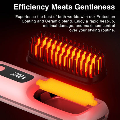 S7 Portable Cordless Hair Straightening Brush With LED Display - Lightweight Mini Negative Ion Hot Brush, USB Rechargeable Women's Travel Essentials Gift, Scald Protection - www.Shopthatapp.com