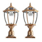Vintage Gold Solar Pillar Headlight With Dimmable LED-2 Pack Landscape Pathway Light - www.Shopthatapp.com