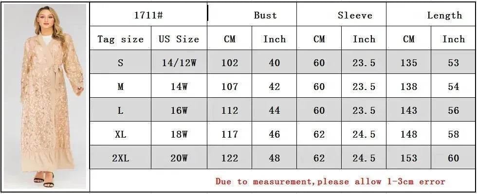 Champagne Sequined Abaya Dress for Dubai Turkey Women Dubai Abaya Kimono - www.Shopthatapp.com