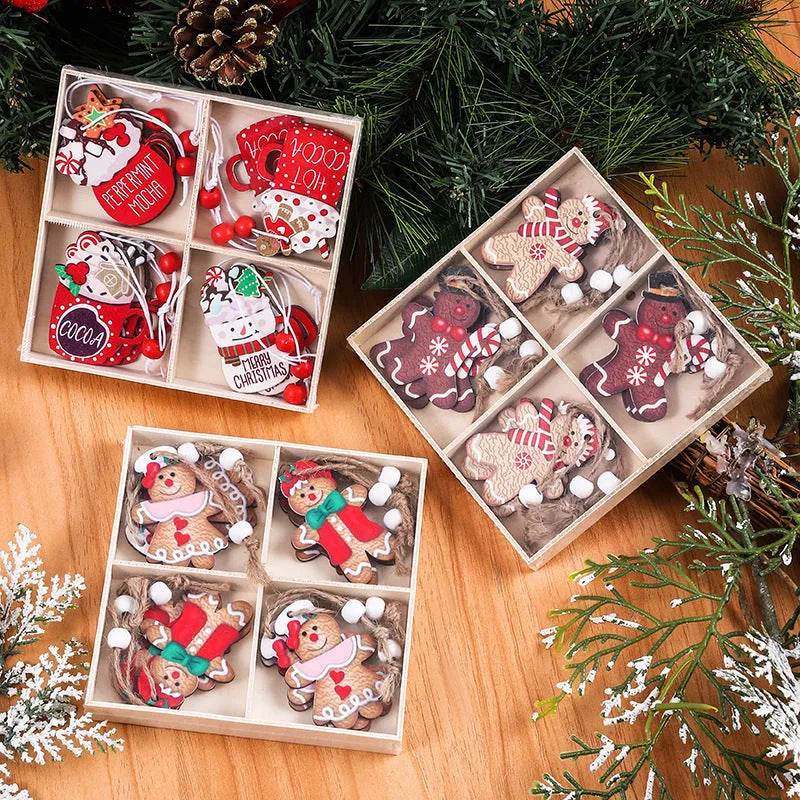 Wooden Gingerbread Man Christmas Decorations Box Pendant - www.Shopthatapp.com
