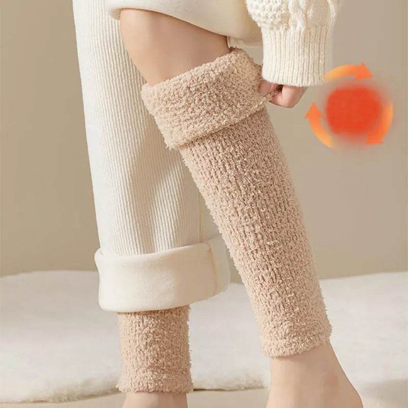 Winter Warm Plush Socks Women Dual-purpose Protection Heel And Knee Sock For Olds - www.Shopthatapp.com
