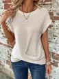 Casual Summer Short-sleeved Waffle blouse Top Summer New Solid Color Casual Evening Top For Women - www.Shopthatapp.com