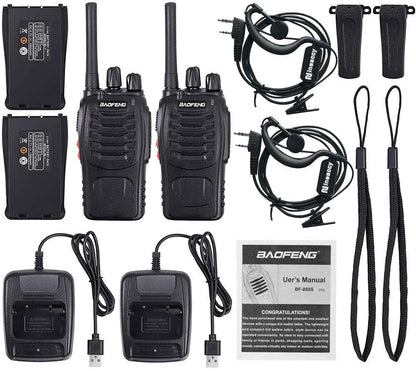 Nineaccy Walkie Talkies Rechargeable Walkie Talkie Long Range 2 way radio Set Walky Talky with Earpieces Handheld Transceiver with LED Light for Adults- (2 Pcs) - www.Shopthatapp.com