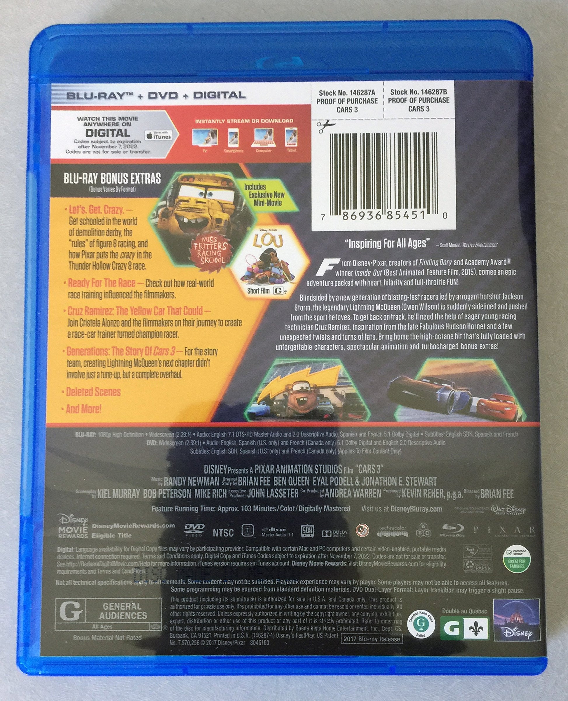 Cars 3 - Blu-Ray/DVD (Used) - www.Shopthatapp.com