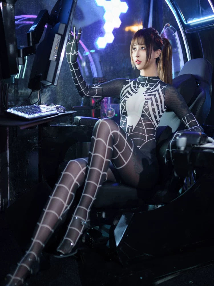 Super Hero Spider Sheer 10D Nylon Full Bodysuit Body Stocking Lingerie - www.Shopthatapp.com