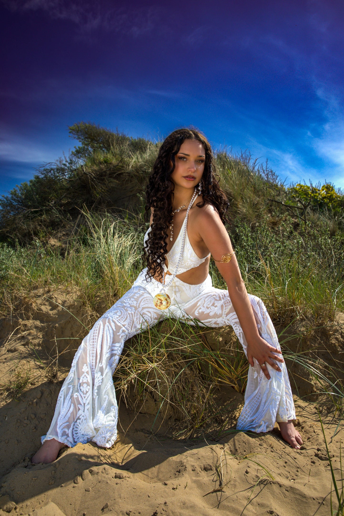 The Sabrina White Sequin Catsuit - www.Shopthatapp.com