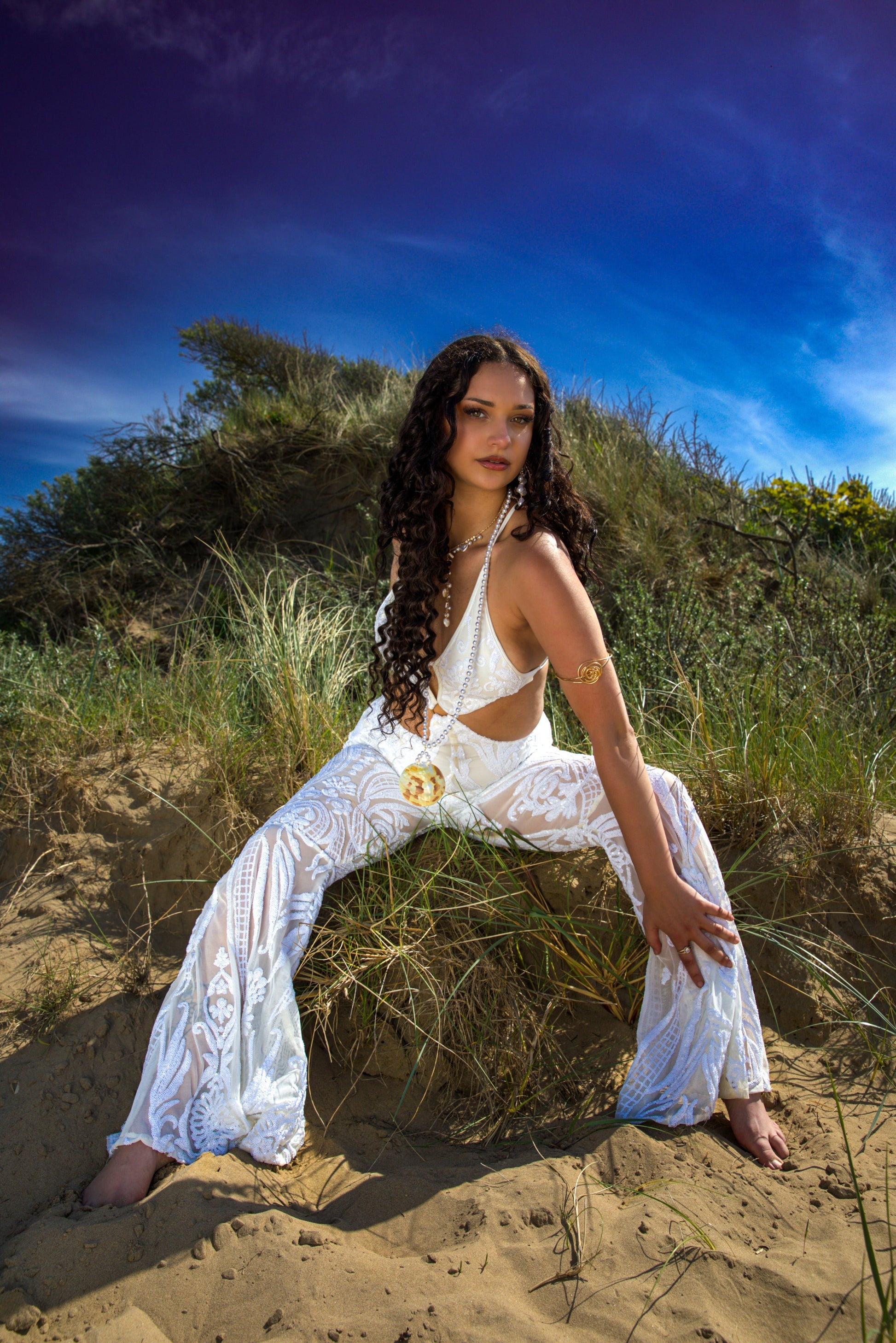 The Sabrina White Sequin Catsuit - www.Shopthatapp.com