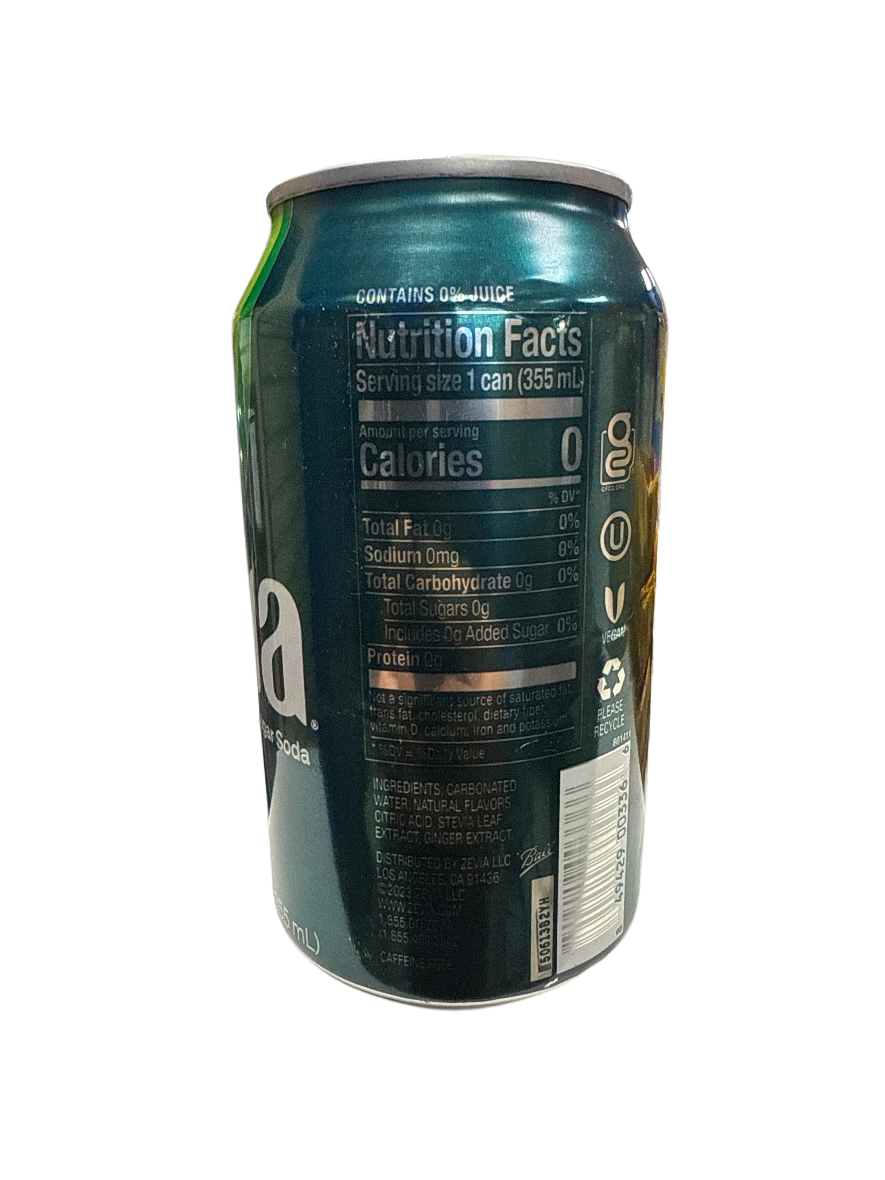Zevia Zero Sugar Ginger Ale Flavoured Soda 355ML - Canadian Edition - www.Shopthatapp.com