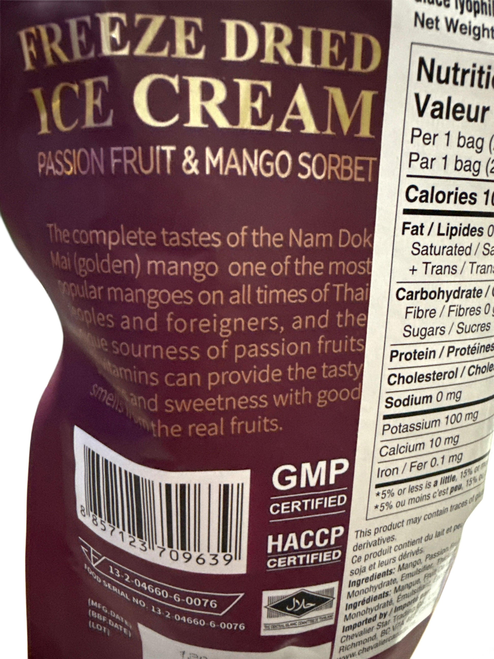 Freeze Dried Ice Cream Passion Fruit and Mango Sorbet 25G - Thailand Edition - www.Shopthatapp.com