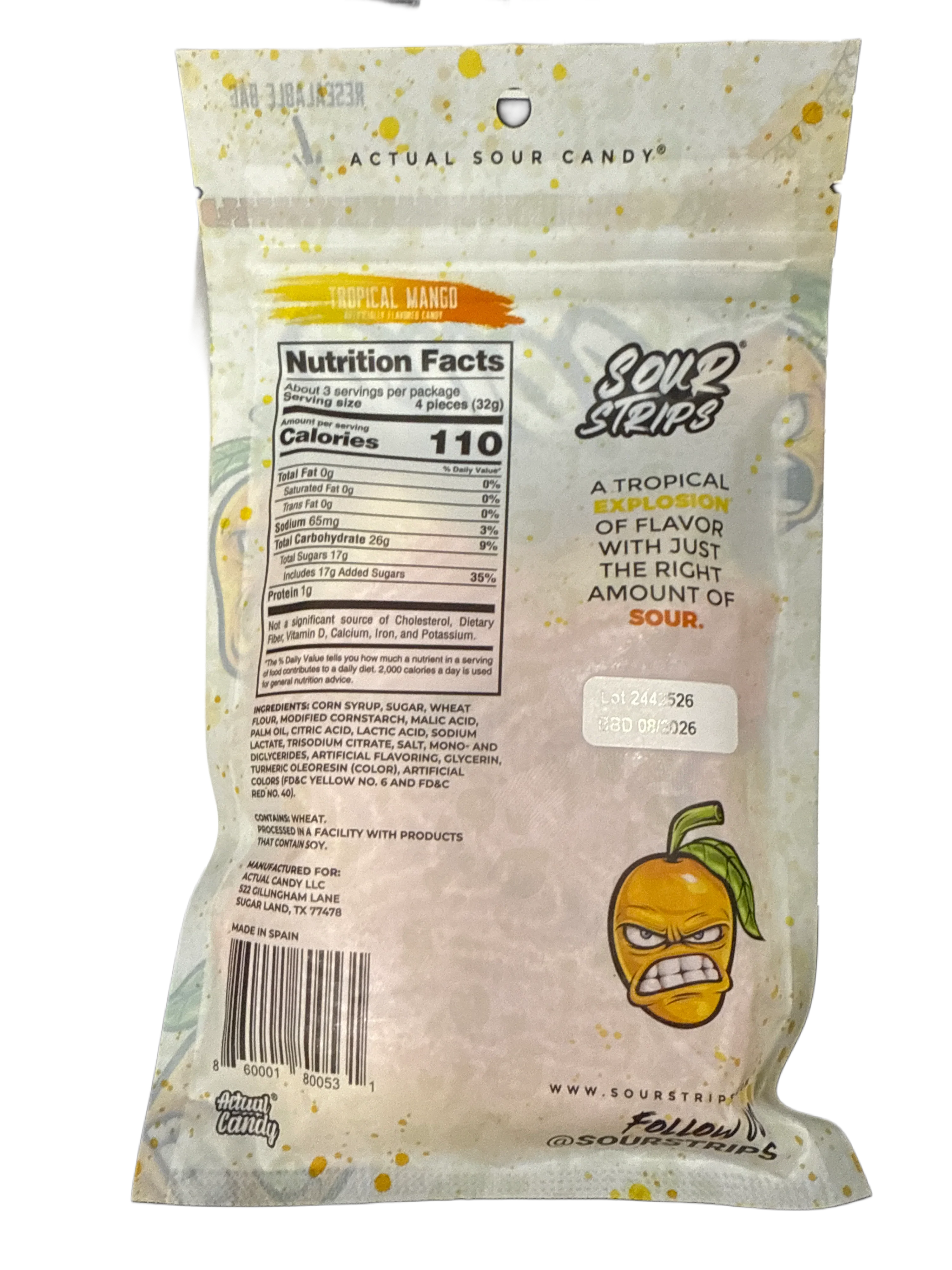 Sour Strips Tropical Mango 96G - U.S Edition - www.Shopthatapp.com