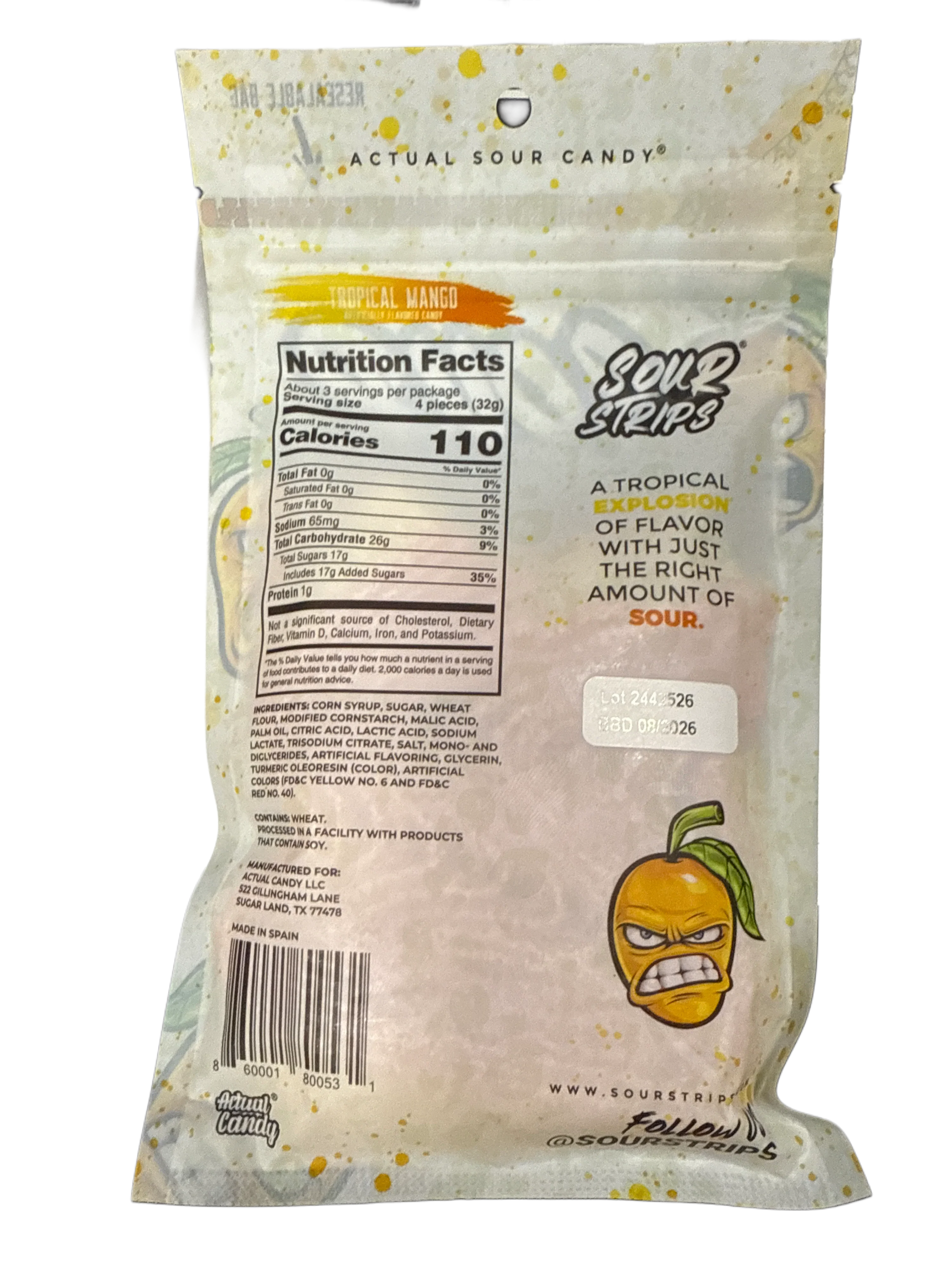 Sour Strips Tropical Mango 96G - U.S Edition - www.Shopthatapp.com
