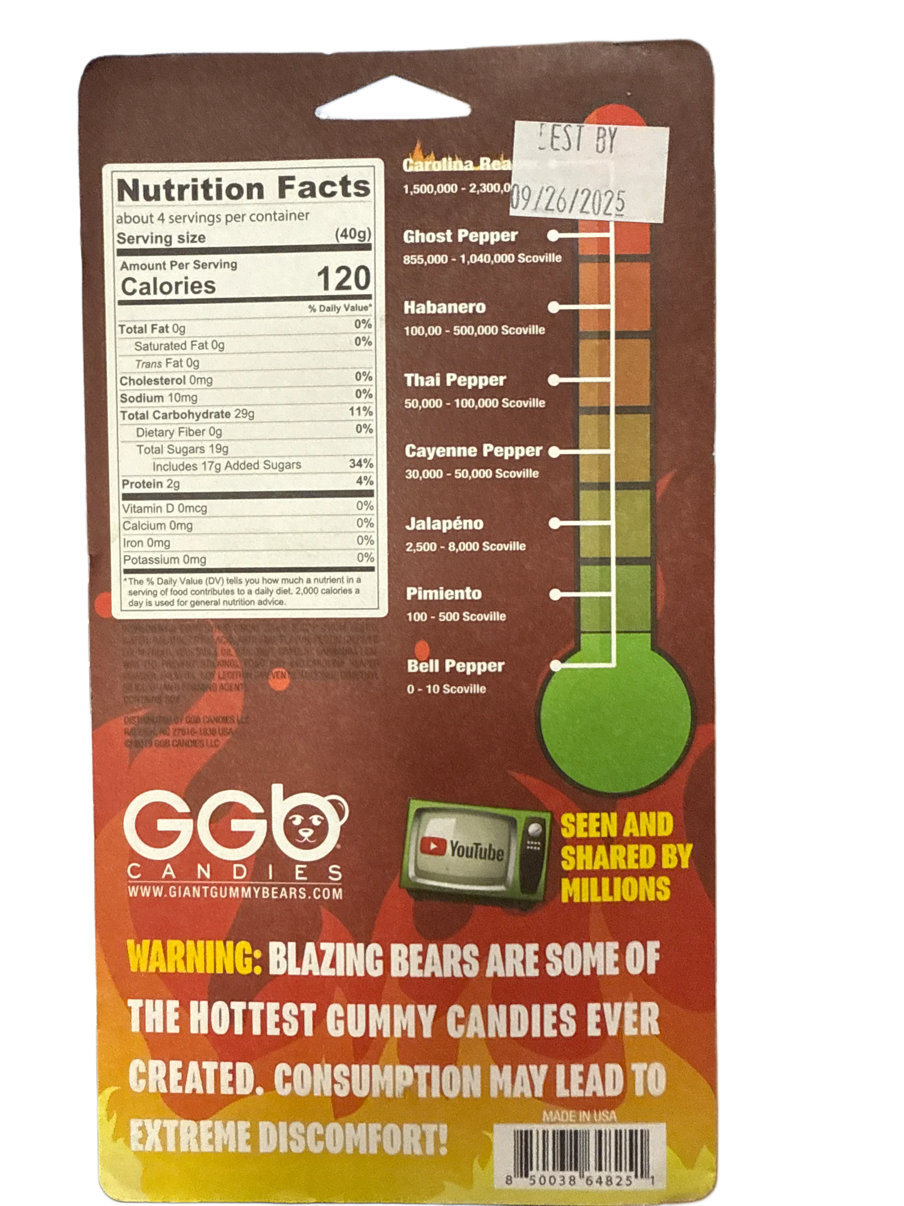 Carolina Reaper Blazing Hot Gummy Bears 184G - U.S Edition - www.Shopthatapp.com