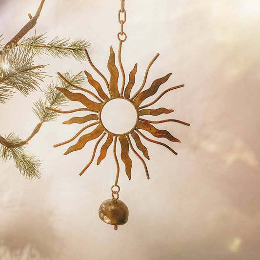 Flamed Sun W/Bells Ornament - www.Shopthatapp.com