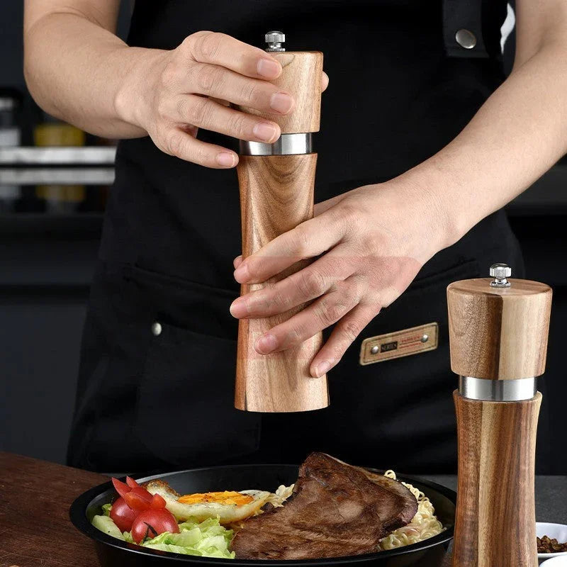 Acacia Wood Ceramic Core Manual Pepper Grinder - www.Shopthatapp.com