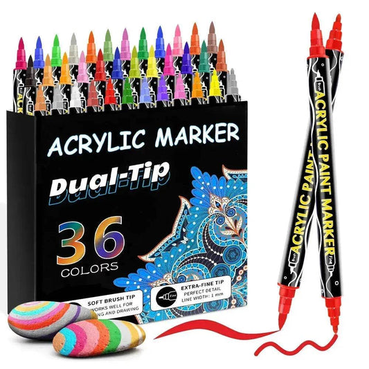 Acrylic Marker Pen Double-headed Stackable Water-based Paint Brush Paint Marker and Highlighter - www.Shopthatapp.com #