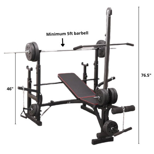 Adjustable Workout Bench with Lat Pulldown Pulley, Scott Bench & Barbell Rack ST6655 - www.Shopthatapp.com #