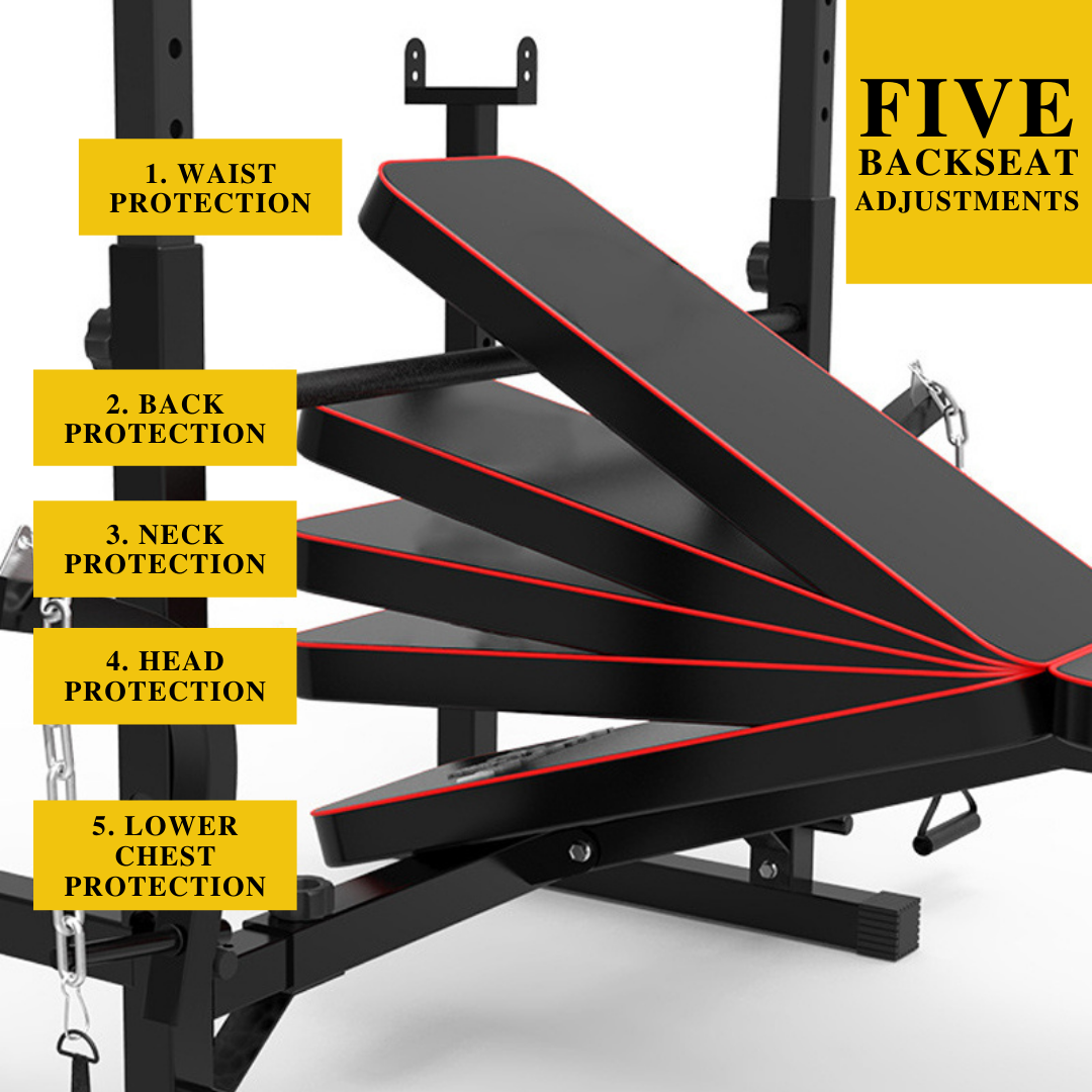 Adjustable Workout Bench with Lat Pulldown Pulley, Scott Bench & Barbell Rack ST6655 - www.Shopthatapp.com #