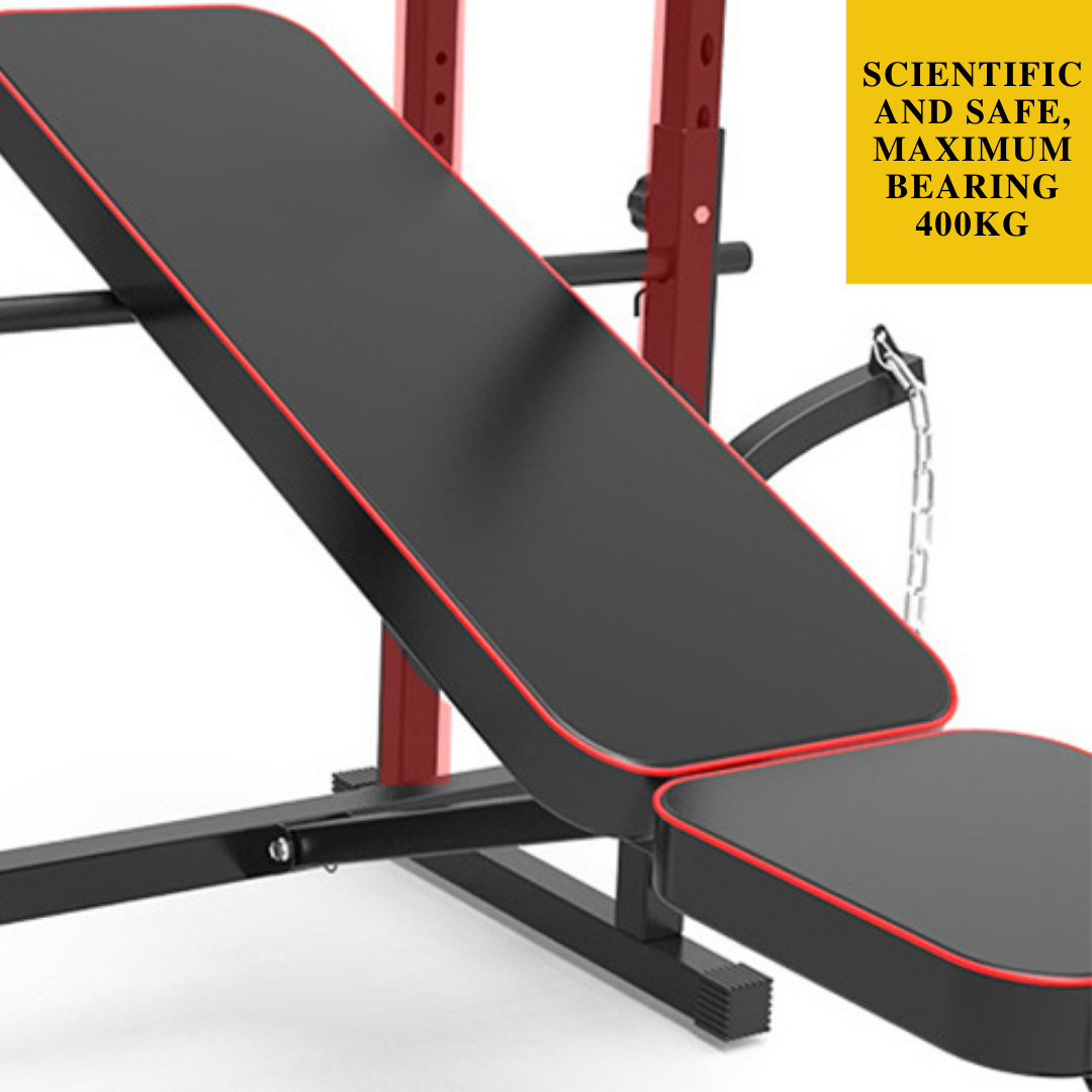 Adjustable Workout Bench with Lat Pulldown Pulley, Scott Bench & Barbell Rack ST6655 - www.Shopthatapp.com #