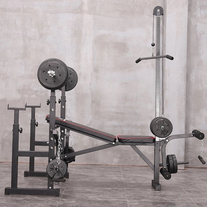 Adjustable Workout Bench with Lat Pulldown Pulley, Scott Bench & Barbell Rack ST6655 - www.Shopthatapp.com #