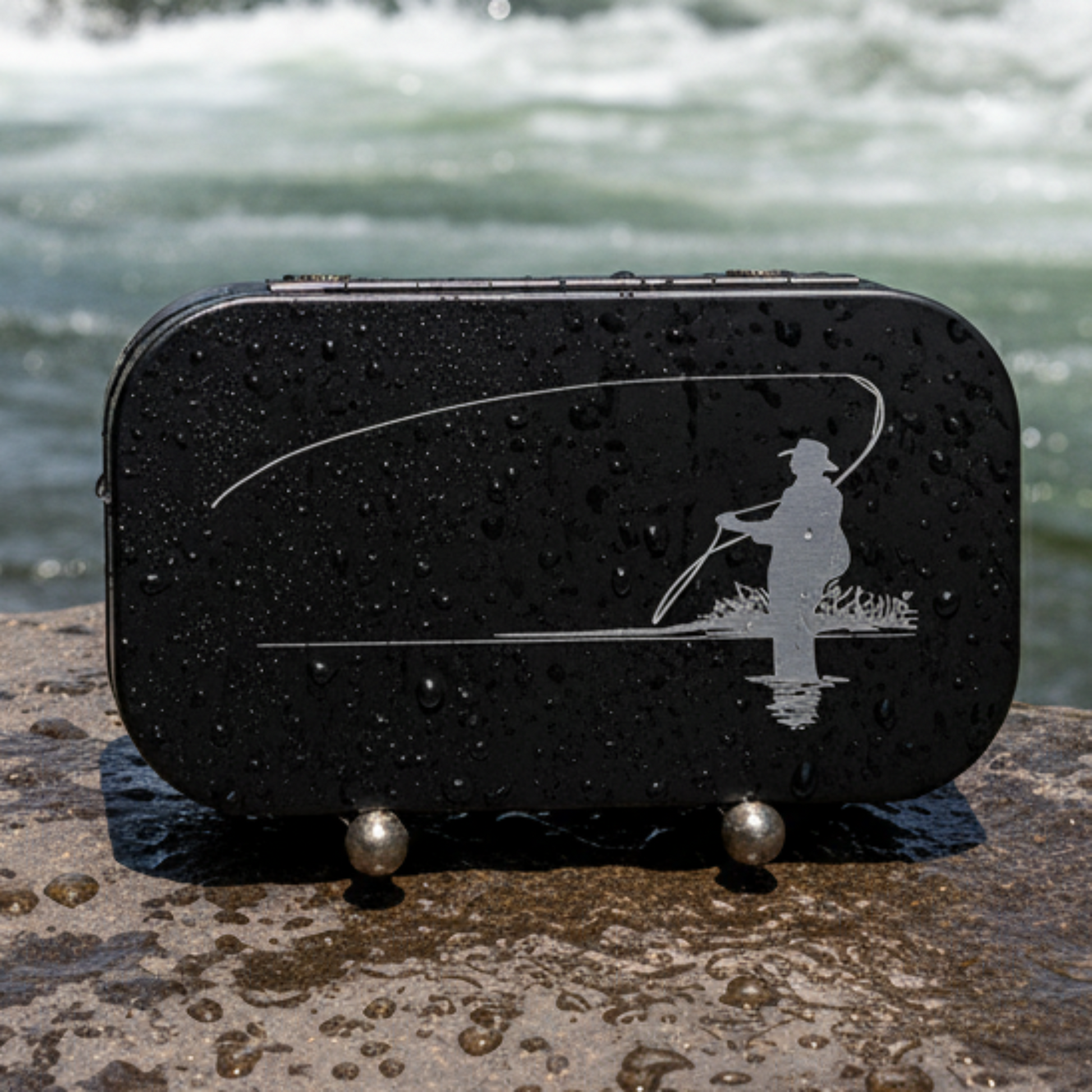 Fly Fishing Kit, Atlantic Salmon Flies, Mixed Selection, with Aluminum Flybox + Engraved Image - www.Shopthatapp.com