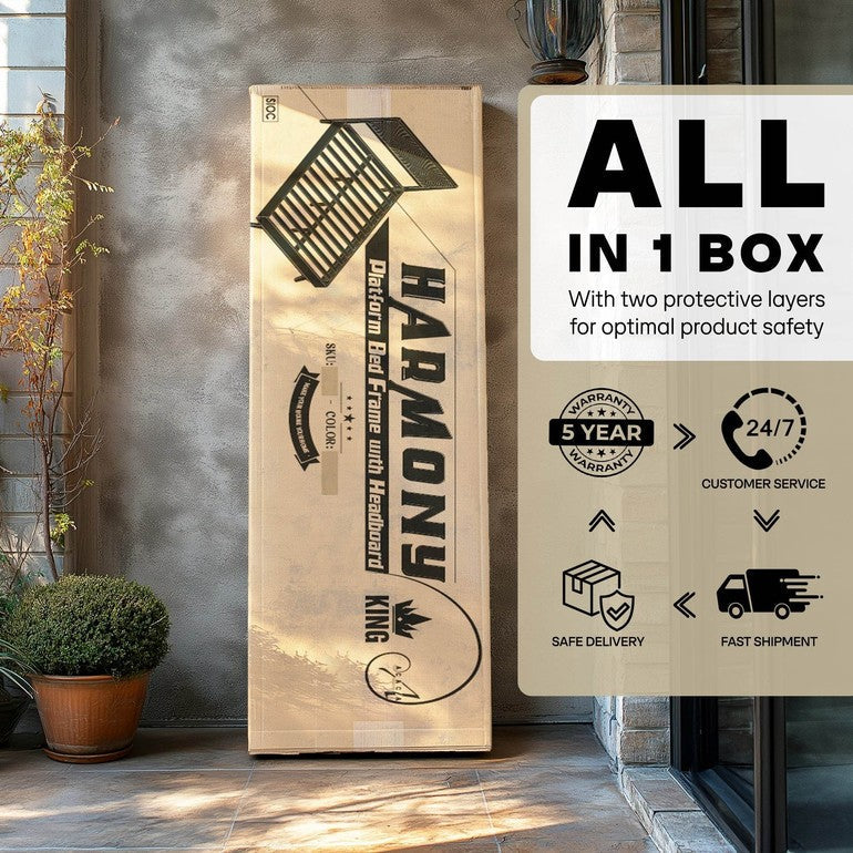 Harmony Platform Bed Frame with Headboard - www.Shopthatapp.com