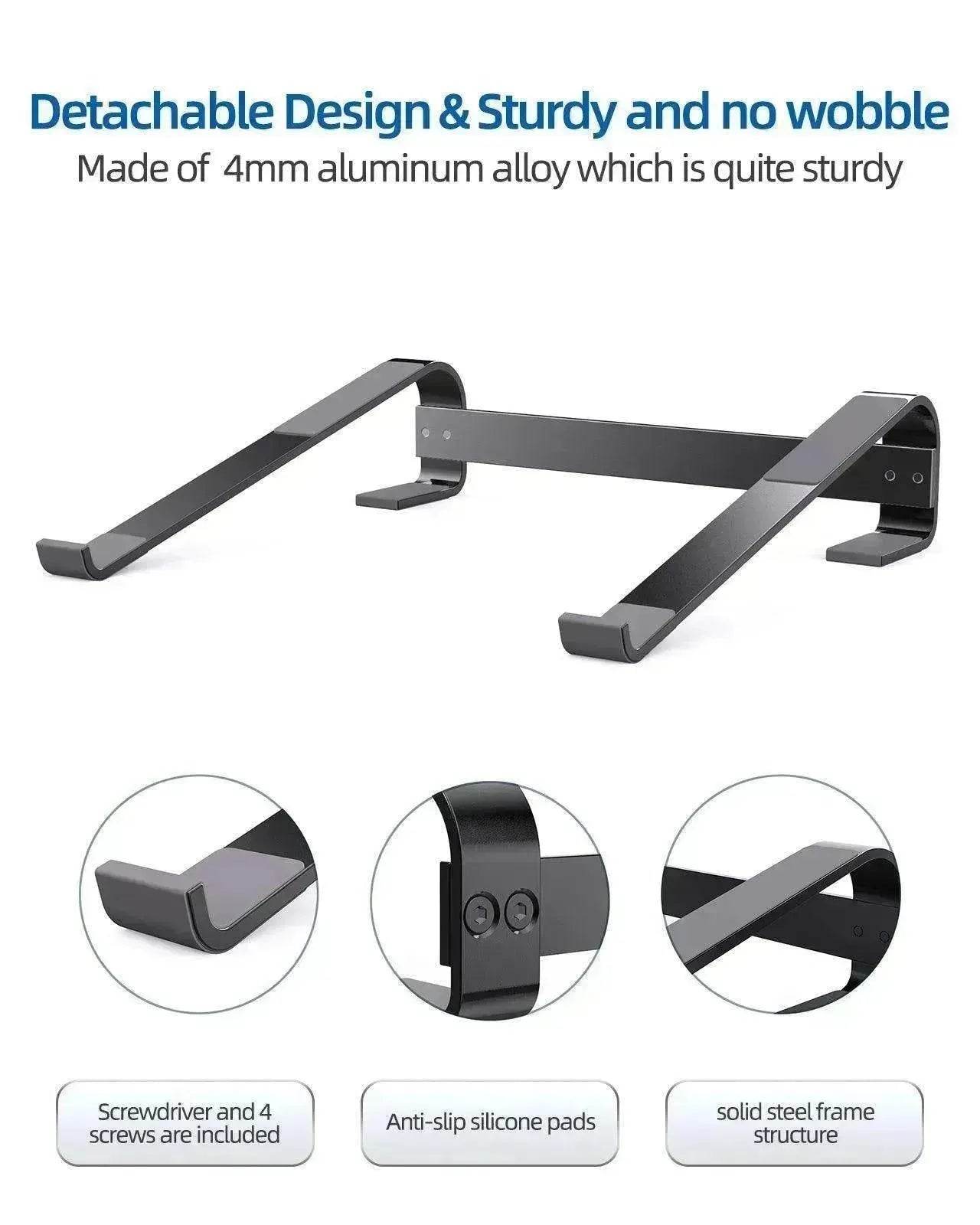 Alum. Portable Laptop Stand: Ventilated, Ergo Holder - www.Shopthatapp.com