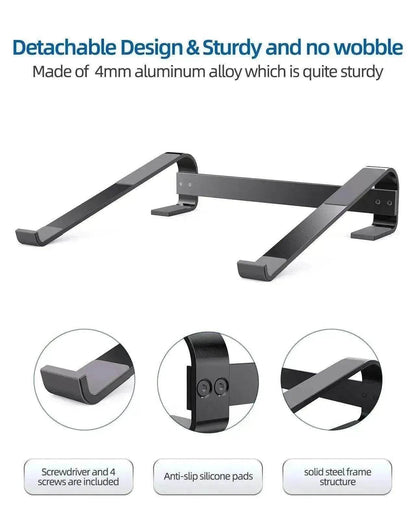 Alum. Portable Laptop Stand: Ventilated, Ergo Holder - www.Shopthatapp.com
