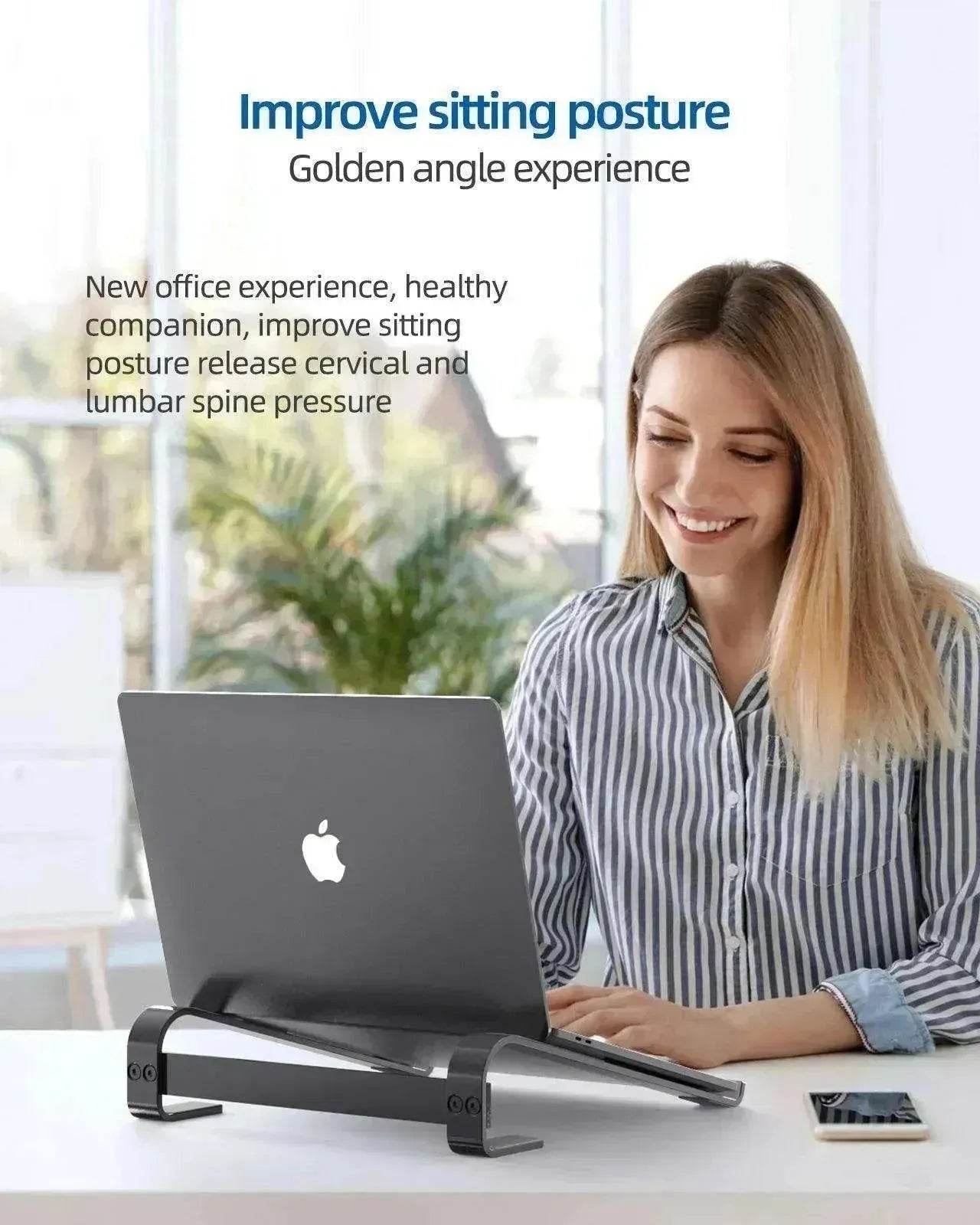 Alum. Portable Laptop Stand: Ventilated, Ergo Holder - www.Shopthatapp.com