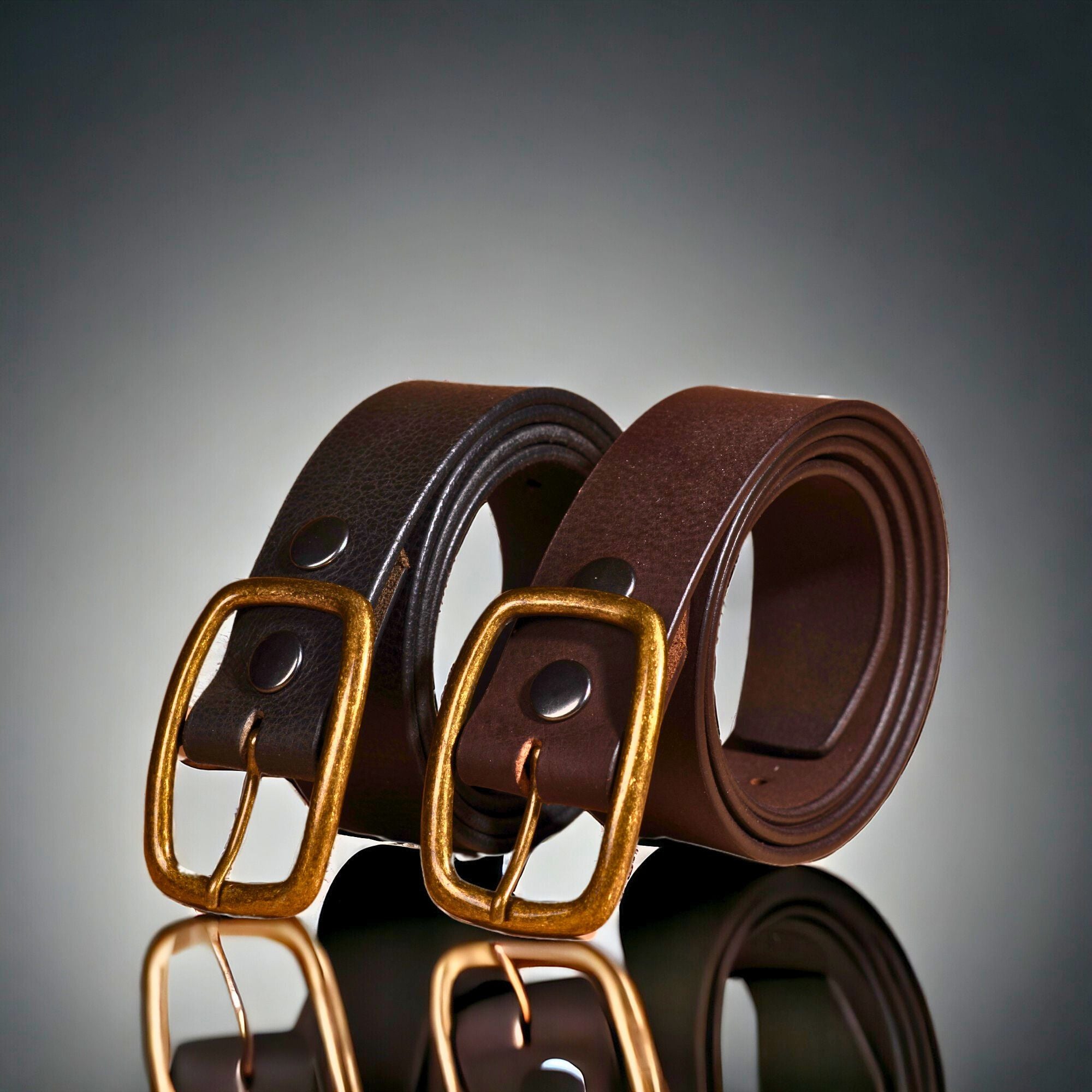 Amara - Brown Leather Dress Belt with Gold Buckle - Made in Canada - www.Shopthatapp.com #