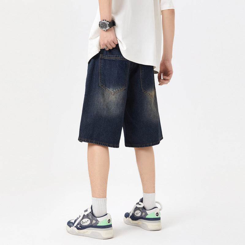 American-style Retro Washed Split Design Denim Shorts For Men Jeans - www.Shopthatapp.com #