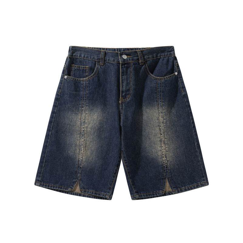 American-style Retro Washed Split Design Denim Shorts For Men Jeans - www.Shopthatapp.com #