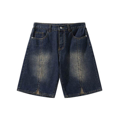 American-style Retro Washed Split Design Denim Shorts For Men Jeans - www.Shopthatapp.com #