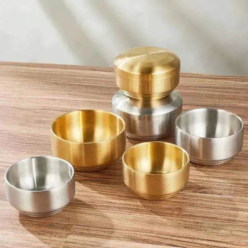 An Adorable Stainless Steel with Golden Tape Tureen Bowl - www.Shopthatapp.com