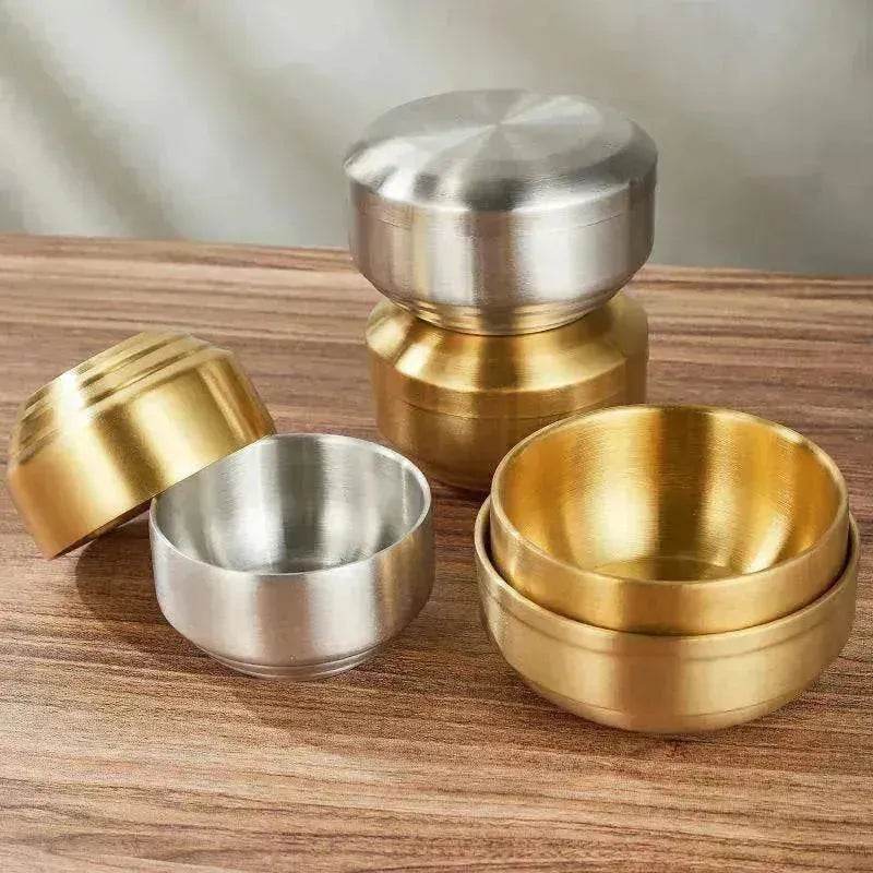 An Adorable Stainless Steel with Golden Tape Tureen Bowl - www.Shopthatapp.com