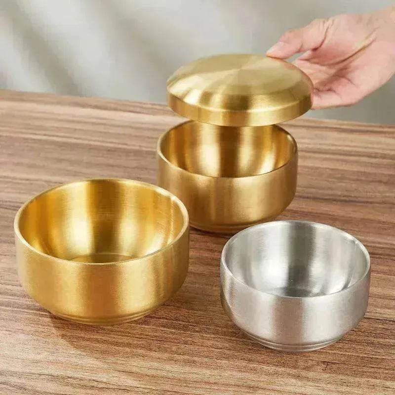 An Adorable Stainless Steel with Golden Tape Tureen Bowl - www.Shopthatapp.com