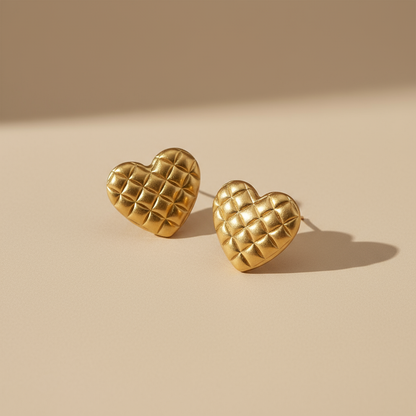 Quilted Heart Studs - www.Shopthatapp.com